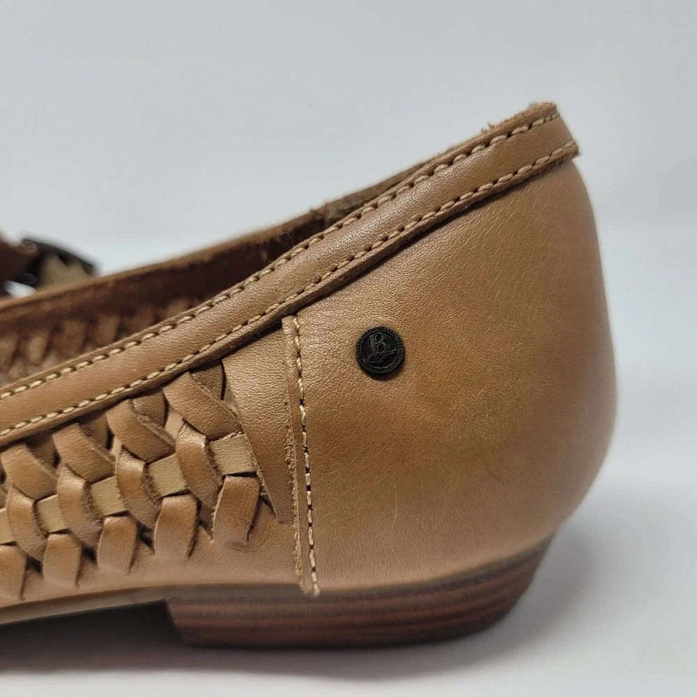 [SOLD]Bass Shoes Womens 11 Brown Leather Flats Woven Casual Hayden Fawn Loafer - Picture 5 of 10